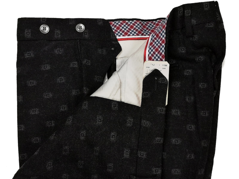 LBM 1911 Trousers 36, Charcoal with soft white pattern Flat front Tailored fit Wool/Nylon