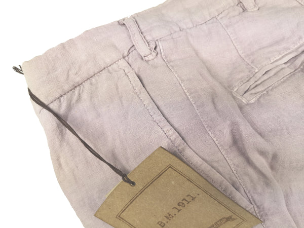 LBM 1911 Trousers 32, Light lavender Flat front Straight fit Pure linen