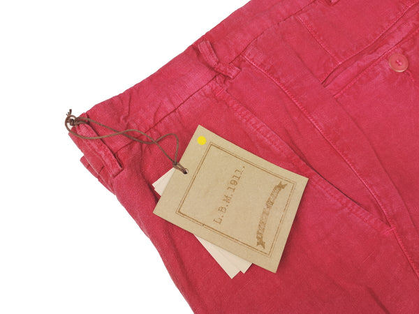LBM 1911 Trousers 32, Washed red Flat front Straight fit Pure linen