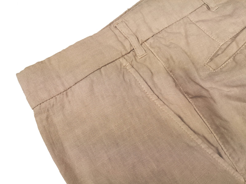 LBM 1911 Trousers 37/38, Washed khaki Flat front Straight fit Pure linen