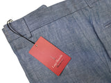 Luigi Bianchi Trousers 36, Medium blue Flat front Relaxed fit Linen