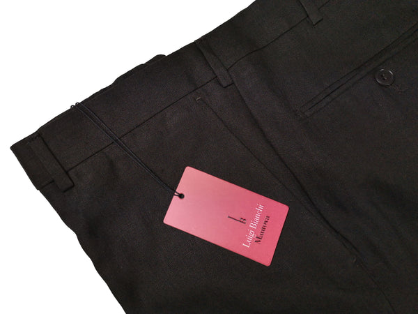 Luigi Bianchi Trousers 38, Black Flat front Relaxed fit Linen