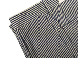 LBM 1911 Trousers 34, Ink blue/white striped seersucker Pleated front Tailored fit Cotton blend