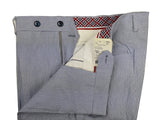LBM 1911 Trousers 34, Blue/white striped seersucker Flat front Tailored fit Cotton blend