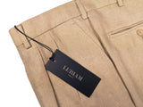 Luigi Bianchi Lubiam Trousers 34, Sand Pleated front Relaxed fit Linen