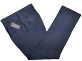 Luigi Bianchi Lubiam Trousers 36, Ink blue Pleated front Relaxed fit Linen/Rayon