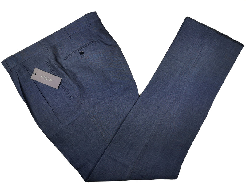 Luigi Bianchi Lubiam Trousers 36, Ink blue Pleated front Relaxed fit Linen/Rayon