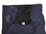 Luigi Bianchi Lubiam Trousers 36, Ink blue Pleated front Relaxed fit Linen/Rayon