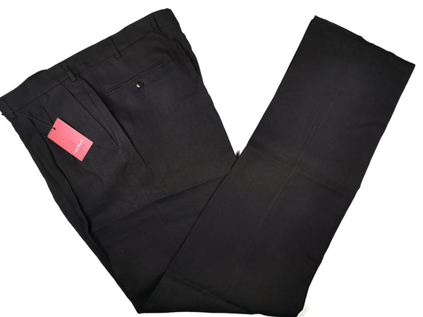 Luigi Bianchi Trousers 38, Black Pleated front Relaxed fit Linen