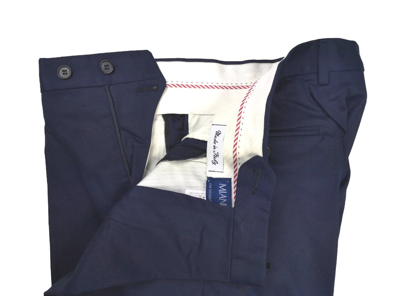 Luigi Bianchi Trousers 39, Navy front Tailored fit Cotton