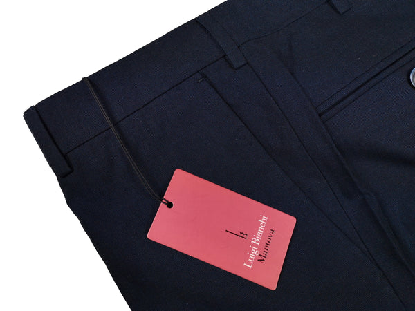 Luigi Bianchi Trousers 36, Navy front Tailored fit Cotton