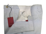 Luigi Bianchi Trousers 34, Light blue/white stripes Flat front Straight fit Cotton
