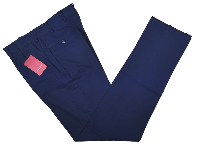 Luigi Bianchi  Trousers 32, Bright navy blue Flat front Sim fit Cotton