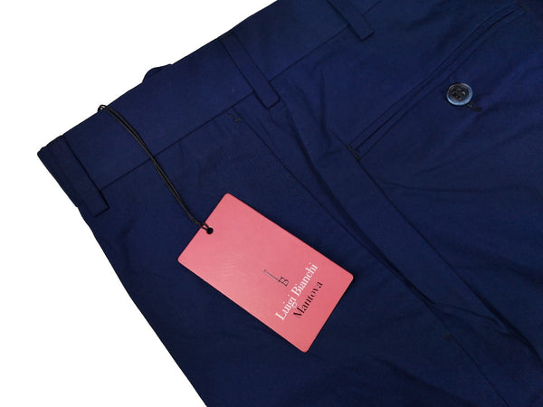 Luigi Bianchi  Trousers 32, Bright navy blue Flat front Sim fit Cotton