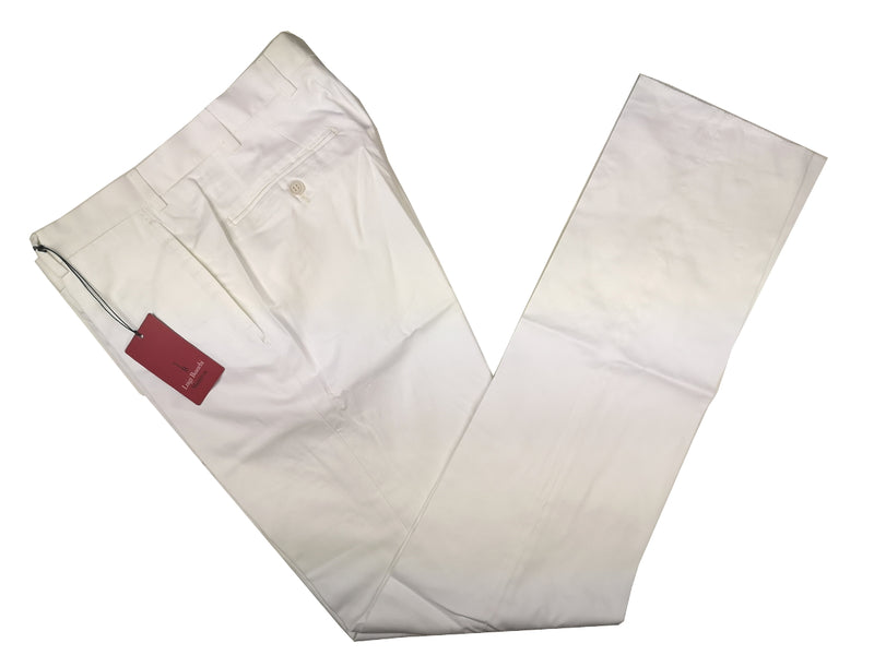 Luigi Bianchi Trousers 32, White Flat front Sim fit Cotton