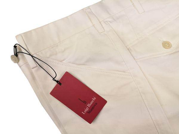 Luigi Bianchi Trousers 32, White Flat front Sim fit Cotton