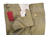Luigi Bianchi Trousers 36, Greenish beige Flat front Relaxed fit Cotton