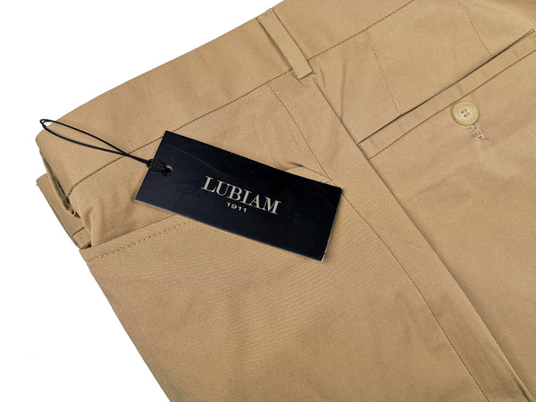 Luigi Bianchi Lubiam Trousers 34, Rich tan Flat front Relaxed fit Cotton/Elastane