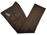 Luigi Bianchi Lubiam Trousers 38, Brown Flat front Relaxed fit Cotton blend