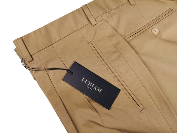 Luigi Bianchi Lubiam Trousers 36, Camel tan Pleated front Relaxed fit Cotton