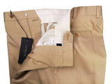 Luigi Bianchi Lubiam Trousers 36, Tan Pleated front Relaxed fit Cotton