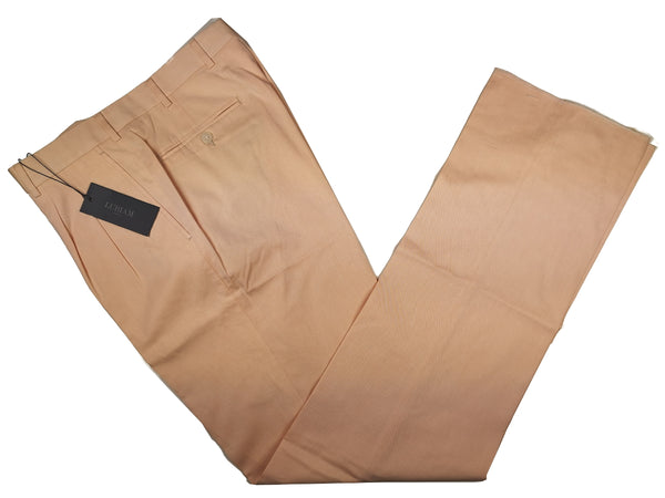 Luigi Bianchi Lubiam Trousers 34, Peach Pleated front Relaxed fit Cotton