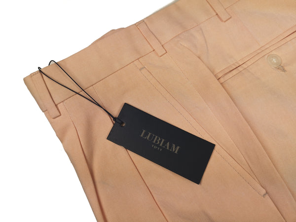 Luigi Bianchi Lubiam Trousers 34, Peach Pleated front Relaxed fit Cotton