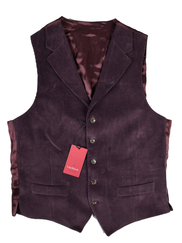 Luigi Bianchi Vest Medium/40R, Plum corduroy Cotton/Cashmere