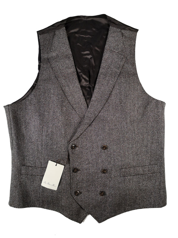 Luigi Bianchi Vest Medium/50, Earthy grey herringbone Wool/Cashmere