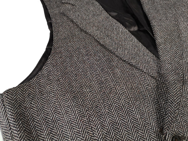 Luigi Bianchi Vest Medium/50, Earthy grey herringbone Wool/Cashmere