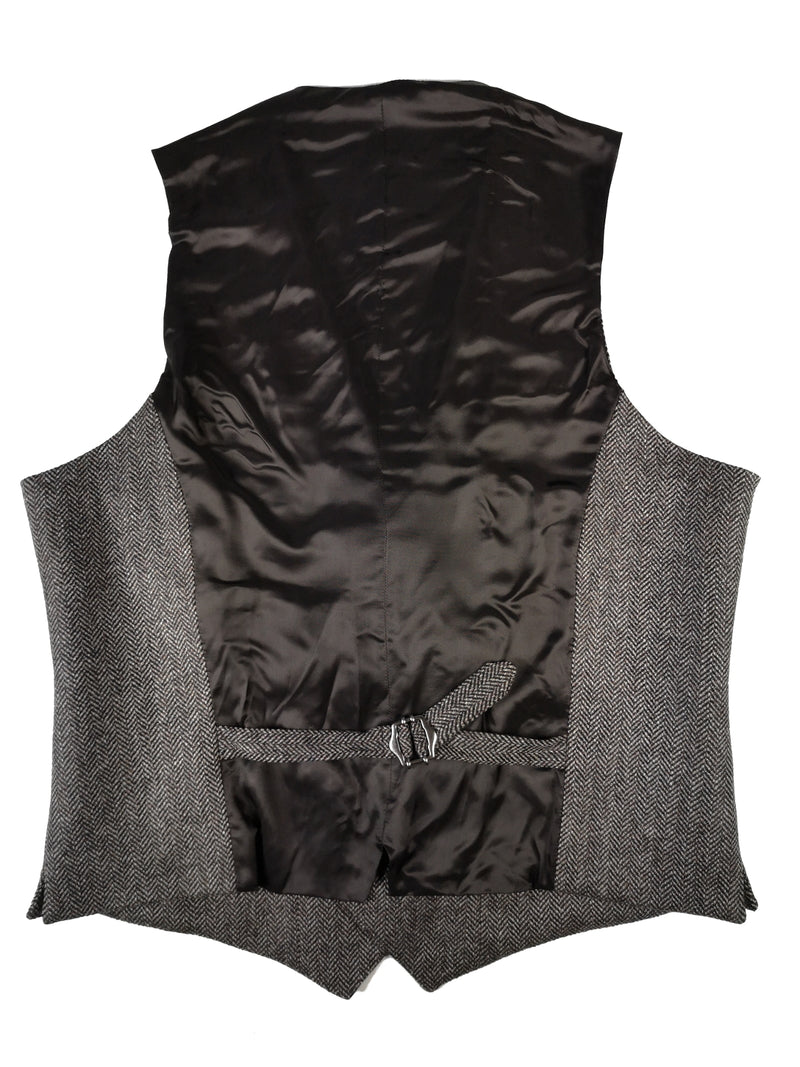 Luigi Bianchi Vest Medium/50, Earthy grey herringbone Wool/Cashmere