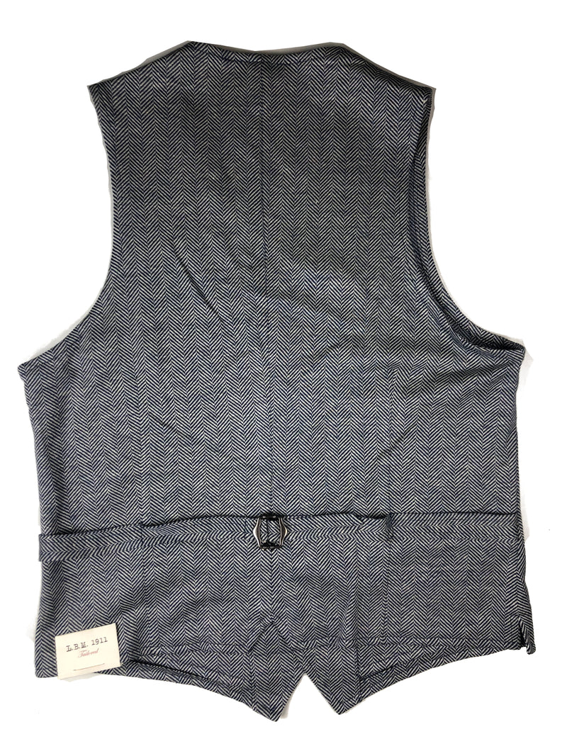 LBM 1911 Vest Large/52, Blue/White herringbone Linen/Cotton