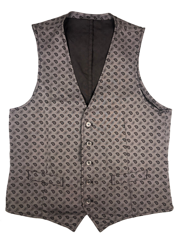 LBM 1911 Vest Medium/50, Light taupe paisley pattern Cotton