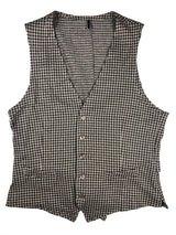 LBM 1911 Vest Large/52, Black/Bone check Linen/Cotton