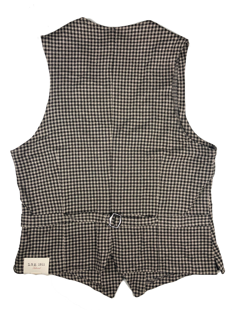 LBM 1911 Vest Large/52, Black/Bone check Linen/Cotton