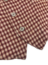 LBM 1911 Vest Large/52, Burgundy/gold/beige check Linen/Cotton