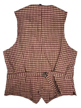 LBM 1911 Vest Large/52, Burgundy/gold/beige check Linen/Cotton