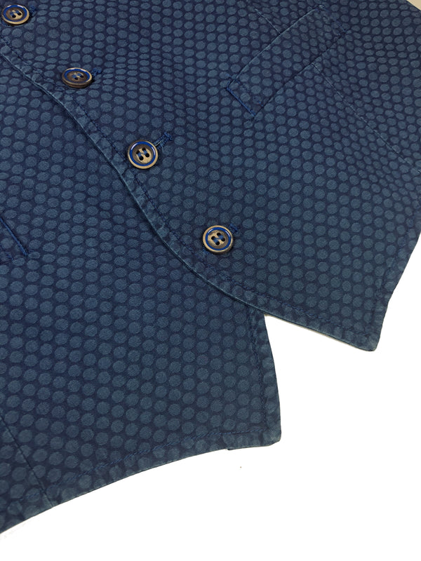 LBM 1911 Vest Small/48, Denim blue dot pattern Cotton