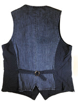 LBM 1911 Vest Small/48, Denim blue dot pattern Cotton