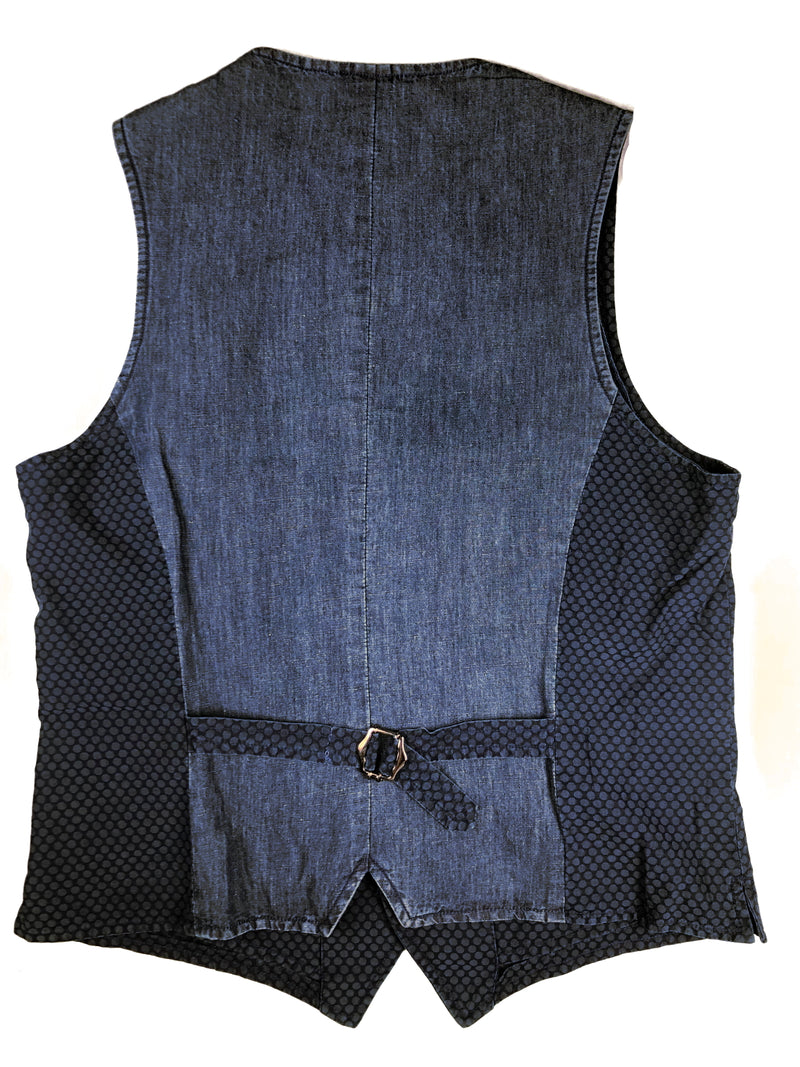 LBM 1911 Vest Medium/50, Denim blue dot pattern Cotton