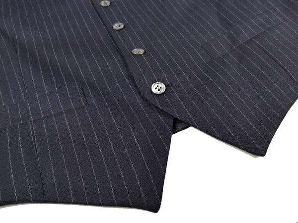 Luigi Bianchi Vest 42R, Navy pinstripe Wool flannel