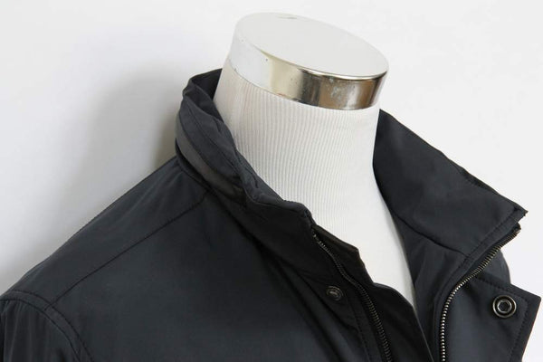 Longhi Coat: XXXX-Large, Pale navy blue, snap/zippered front, water-resistant cotton blend