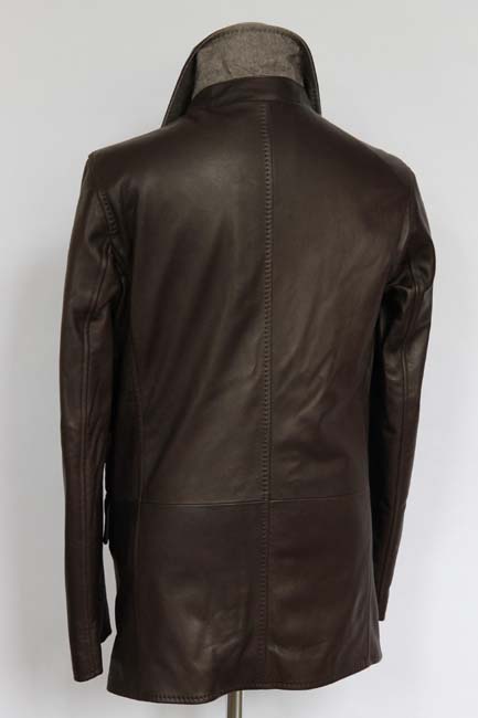 FINAL SALE Longhi Coat: Small, Brown, button front, leather