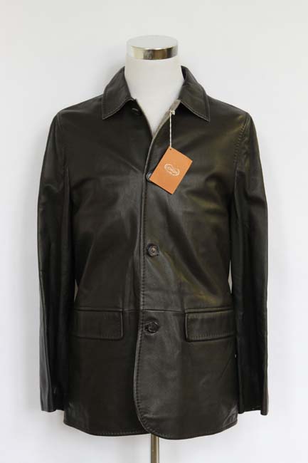 Longhi Coat: Small Brown, button front Pure leather Cashmere/Silk Lining