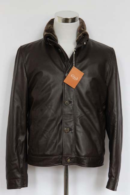 Longhi Bomber Jacket: Medium, Brown, zip/button front, Pure leather