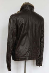 Longhi Bomber Jacket: Medium, Brown, zip/button front, Pure leather