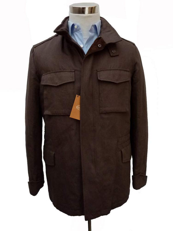 Longhi Coat: Medium, Brown, Cotton with cashmere removable lining