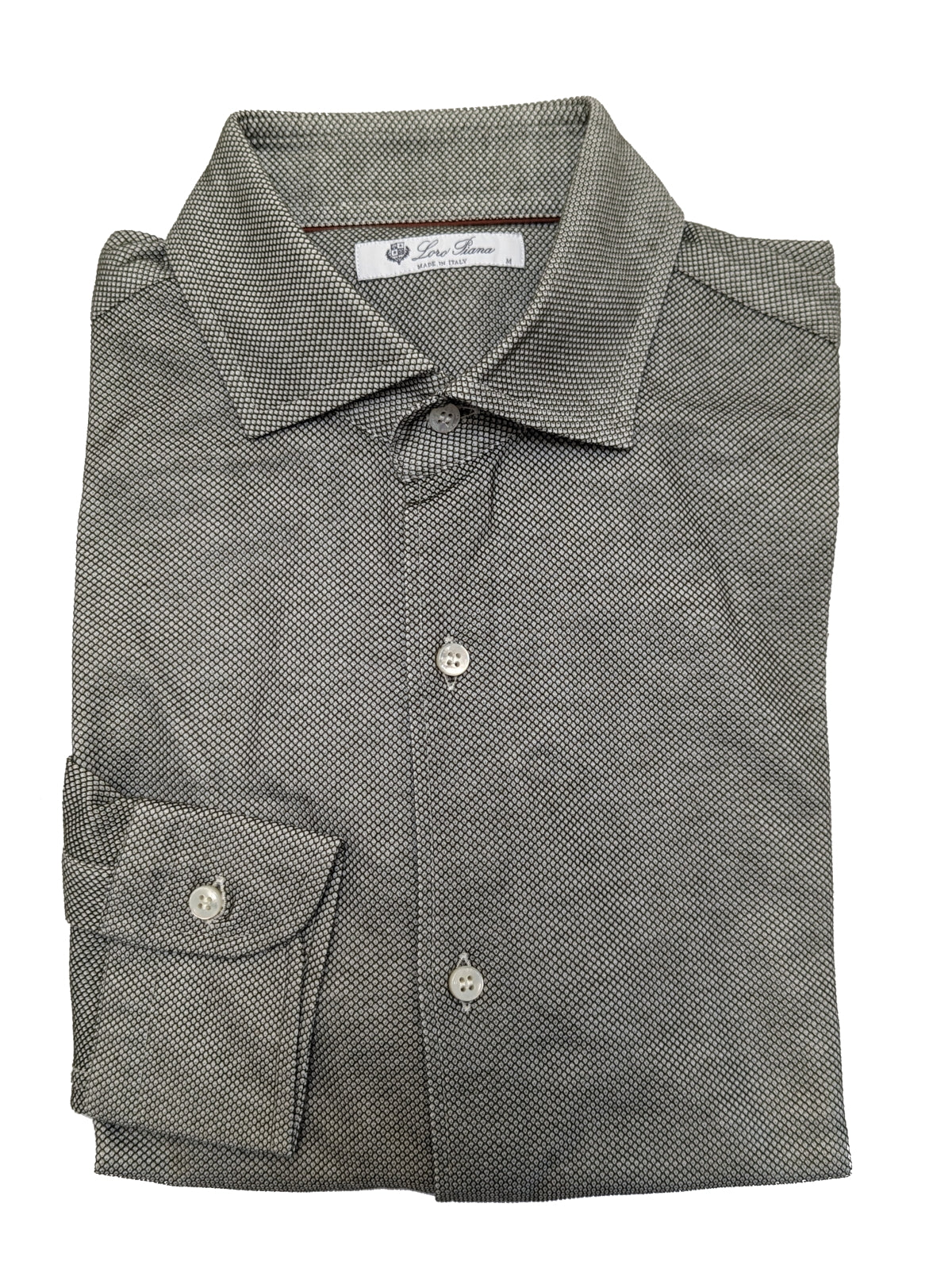 Loro Piana Shirt M Forest-Grey Spread Collar Pique Cotton – eHABERDASHER Loro Piana Shirt M Forest-Grey Spread Collar Pique Cotton – eHABERDASHER
