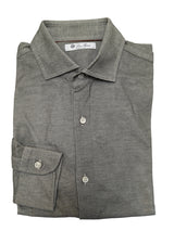 Loro Piana Shirt M Forest-Grey Spread Collar Pique Cotton