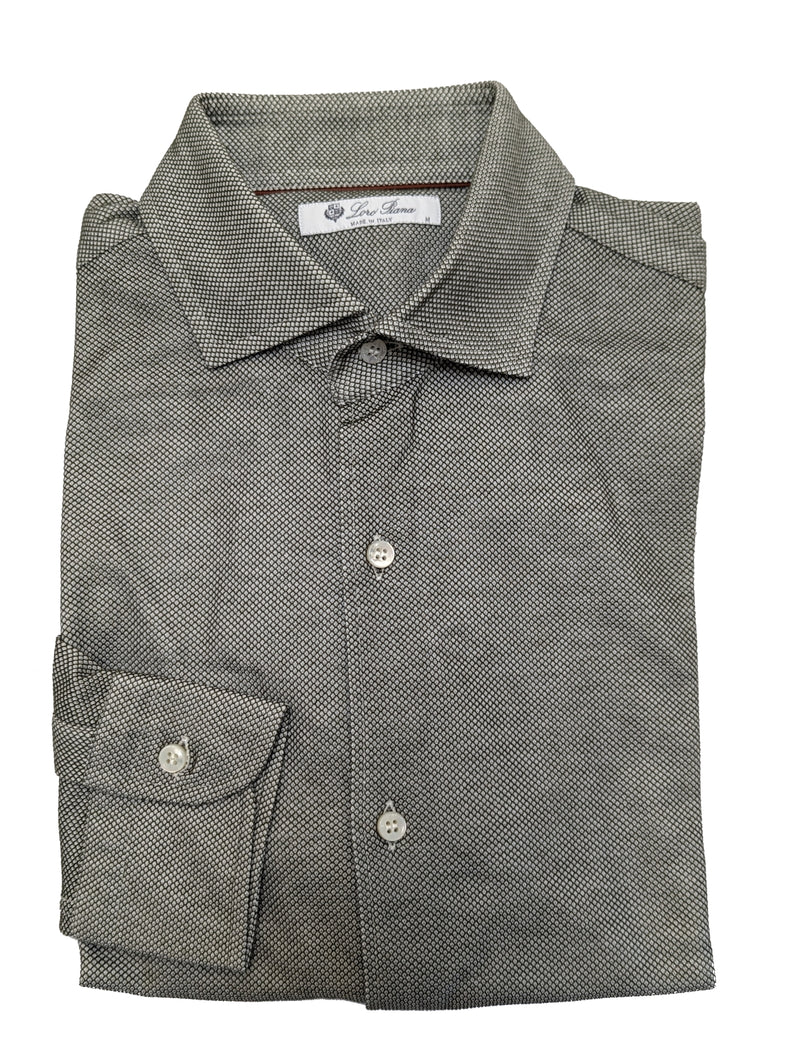 Loro Piana Shirt M Forest-Grey Spread Collar Pique Cotton – eHABERDASHER